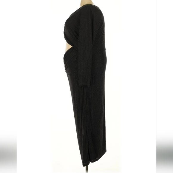 🖤 Eloquii Black Metallic Cutout Midi Dress Size 28 - Picture 6 of 9